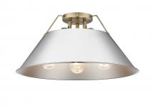  3306-3FM AB-CH - Orwell 3-Light Flush Mount in Aged Brass with Chrome